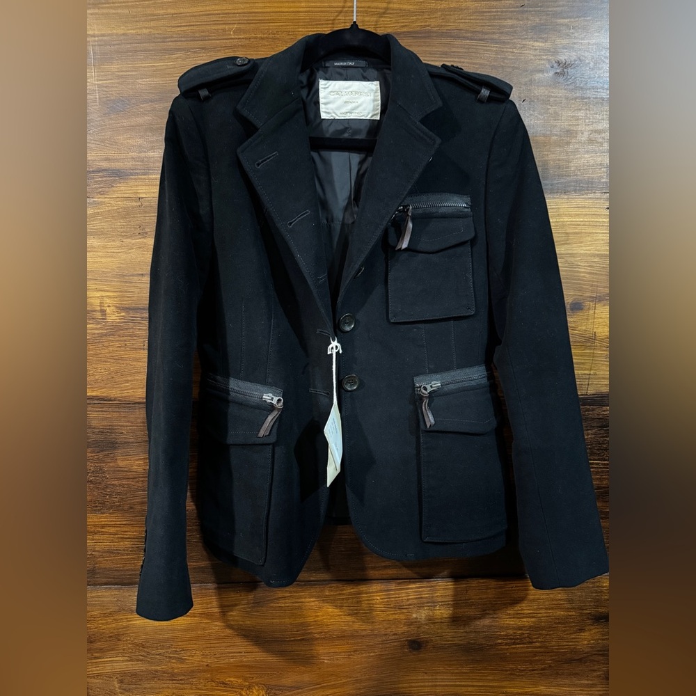 Calvaresi Donna Black Military Style Jacket Made in Italy